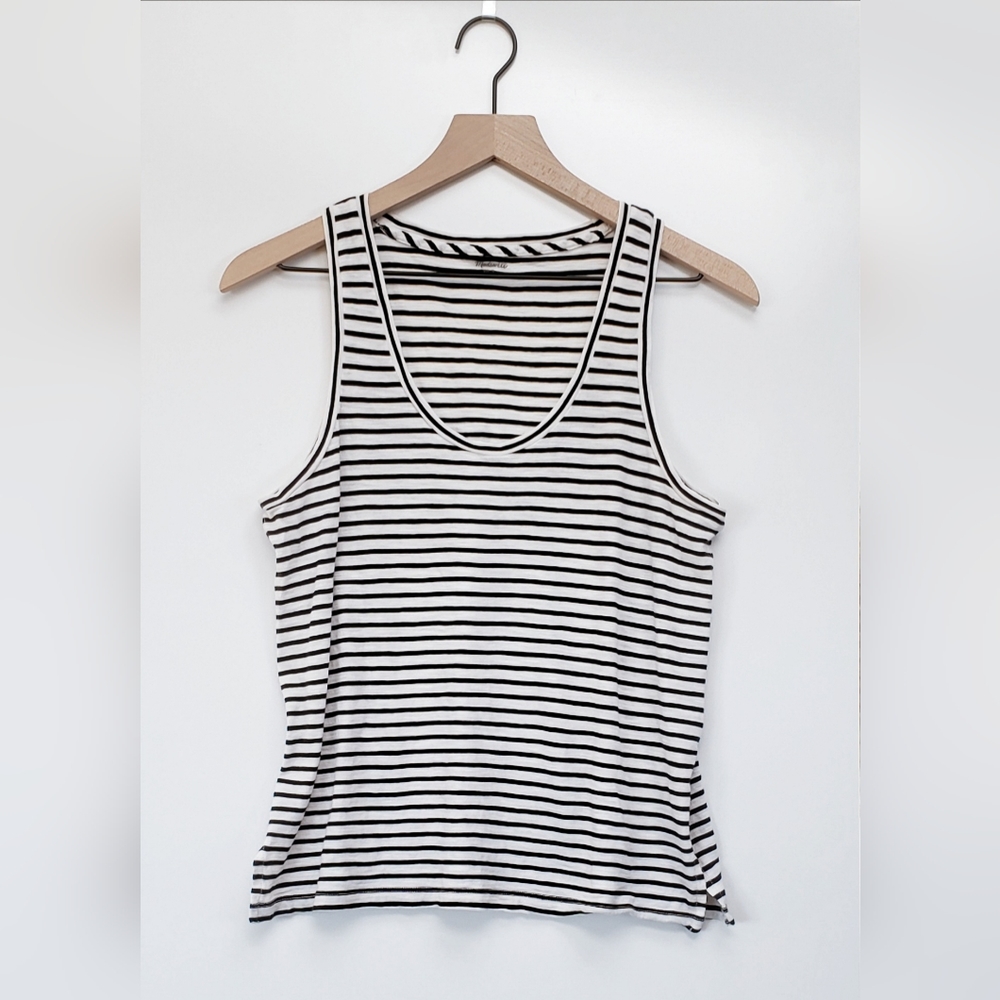 Madewell | Whisper Cotton Scoop Tank in Wentworth Stripe | Item G2707 | Small - Picture 6 of 10